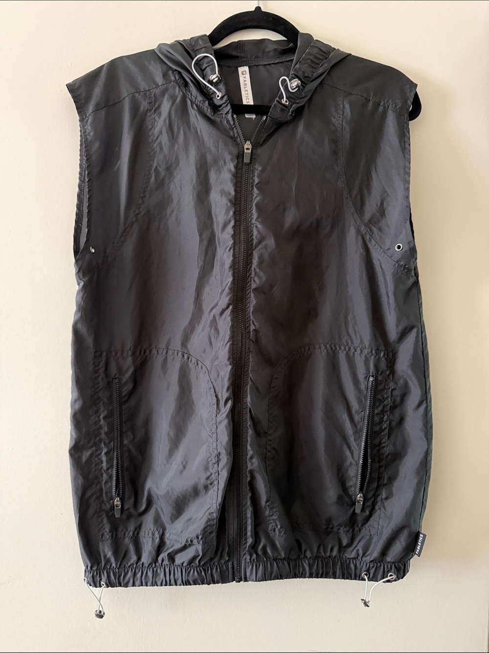 Fabletics Black Hooded Vest Oversized